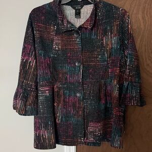 LAST CHANCE…Ali Miles Abstract Peplum Brushed Knit Jacket, Women’s Plus 1X